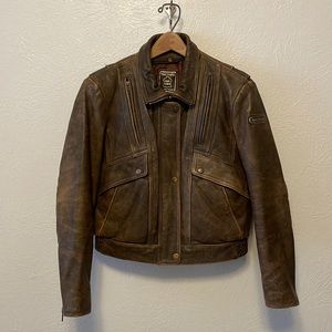 Women’s Vintage Hein Gericke Motorcycle Brown Leather Jacket Coat